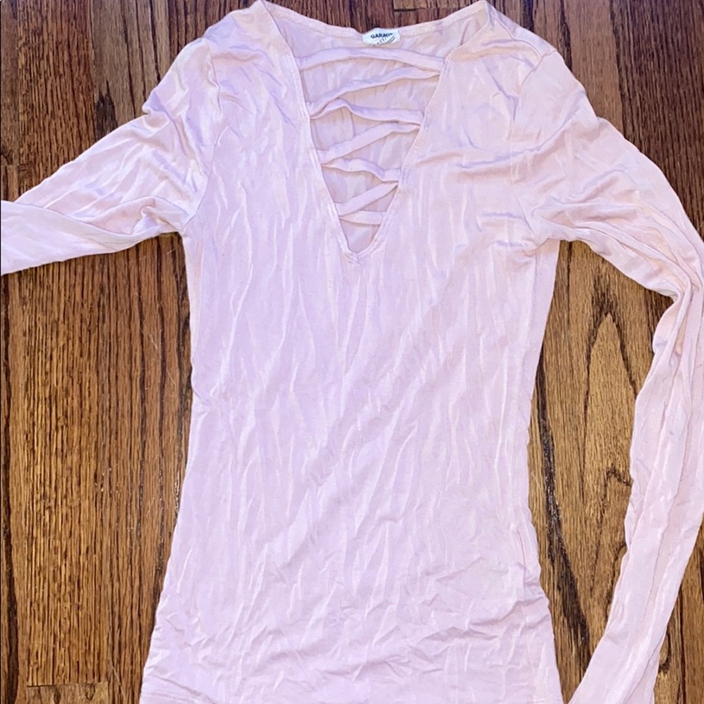 pink tight/ stretchy shirt